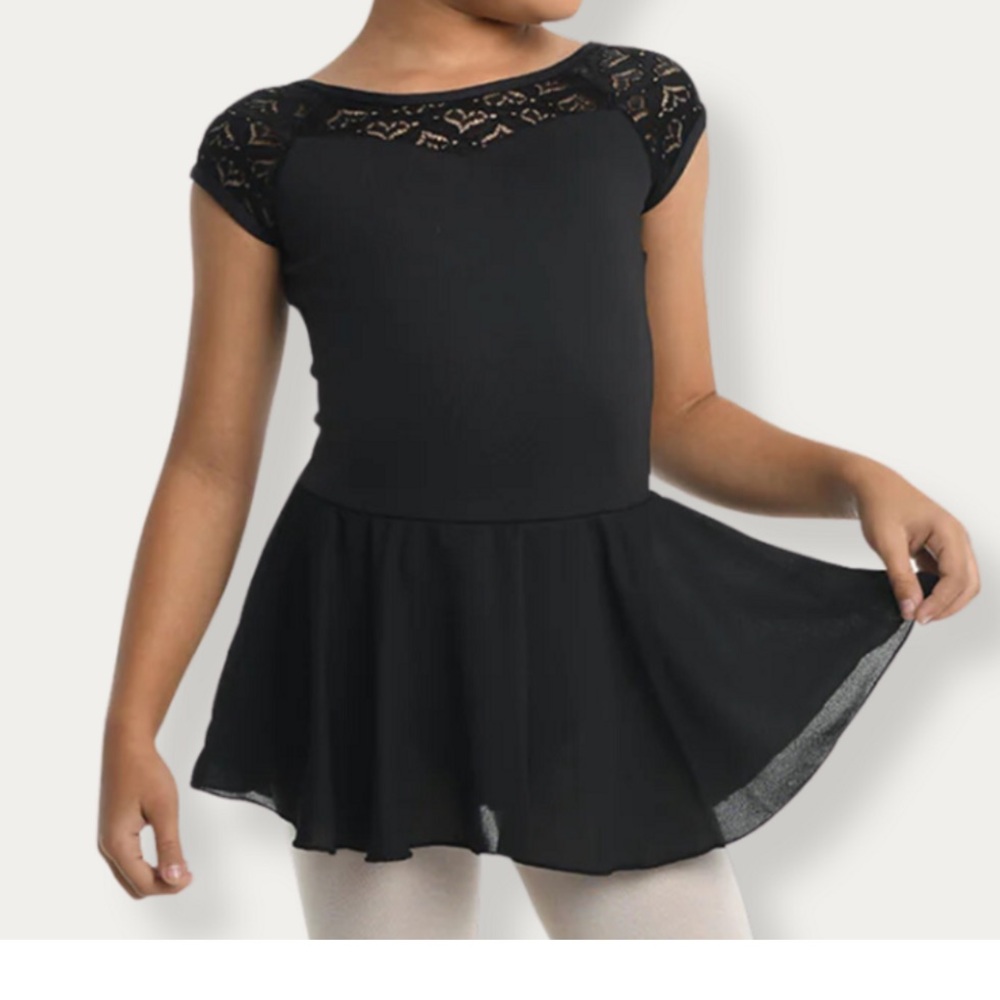 Black Dance Dress with Lace Sleeves